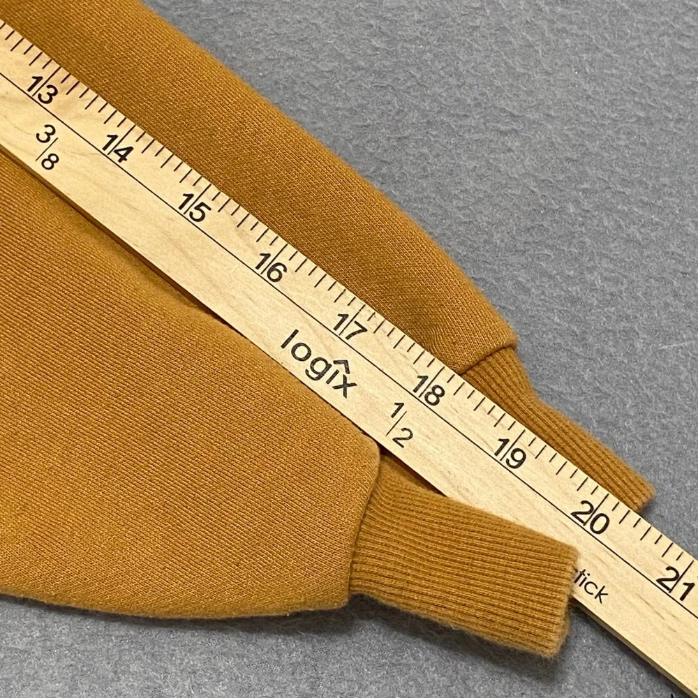 Alo Yoga Accolade Hoodie Mustard Yellow Ochre Chrome Logo Sweatshirt XS